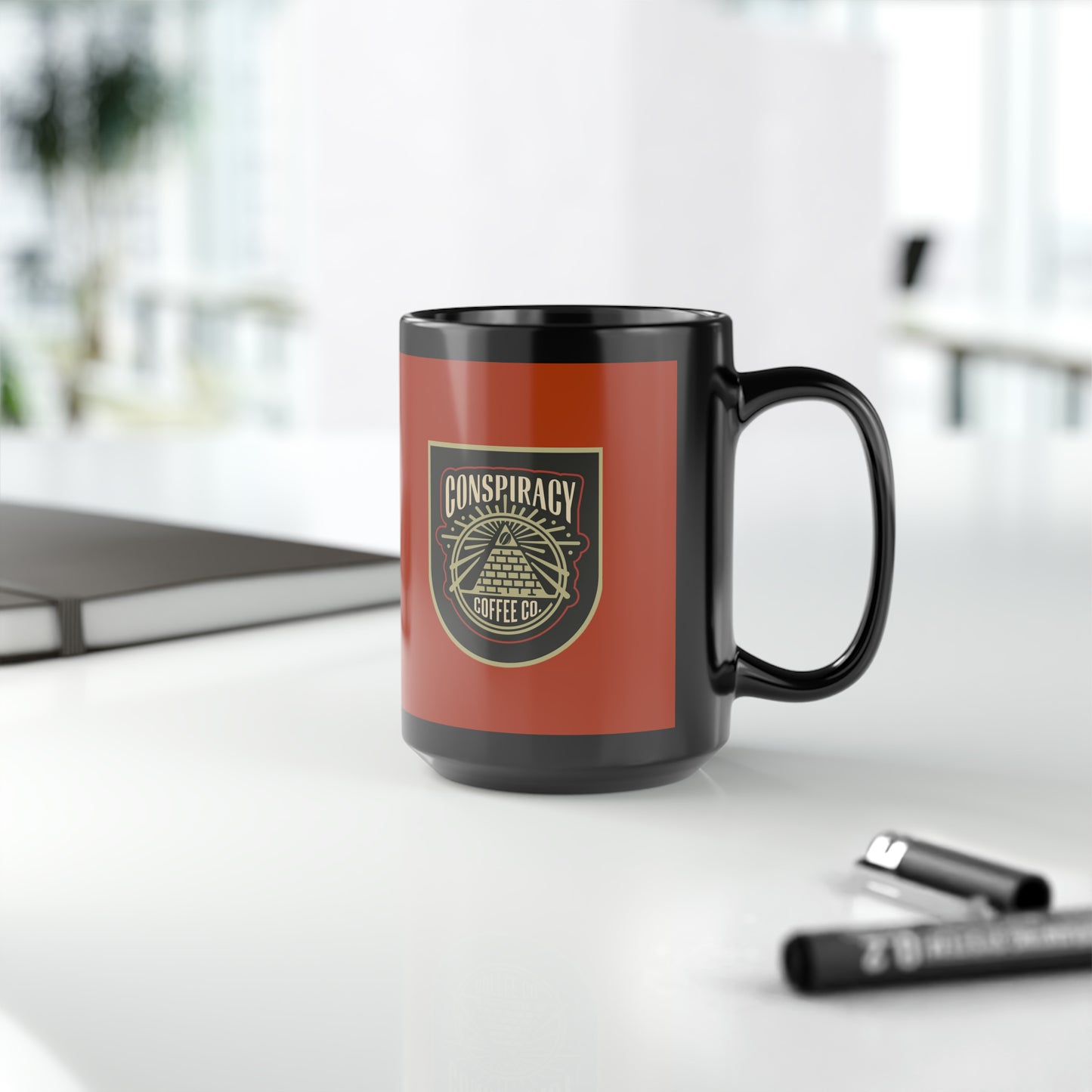 CONSPIRACY Black Mug, 15oz