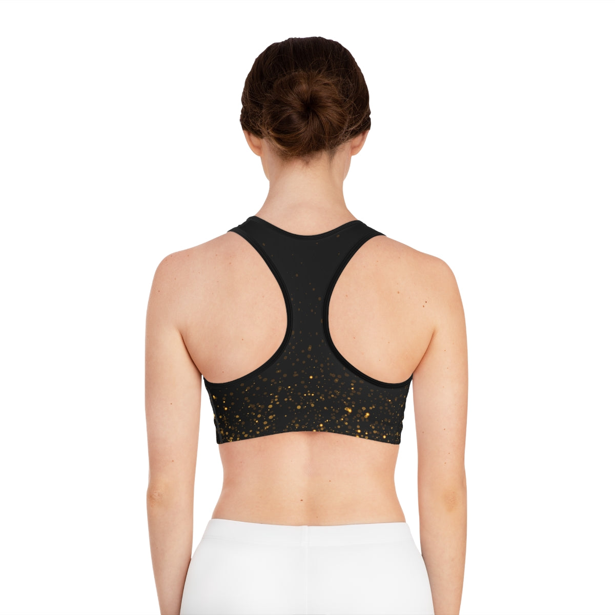 BLACK W/ GOLD FLECK SPORTS BRA