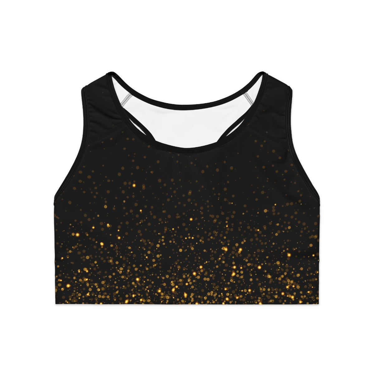 BLACK W/ GOLD FLECK SPORTS BRA